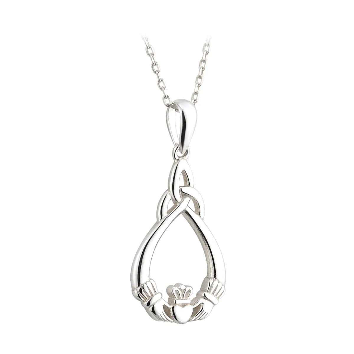 Sterling Silver Claddagh and Trinity Knot Pendant